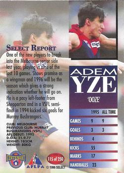 1996 Select AFL #115 Adem Yze Back